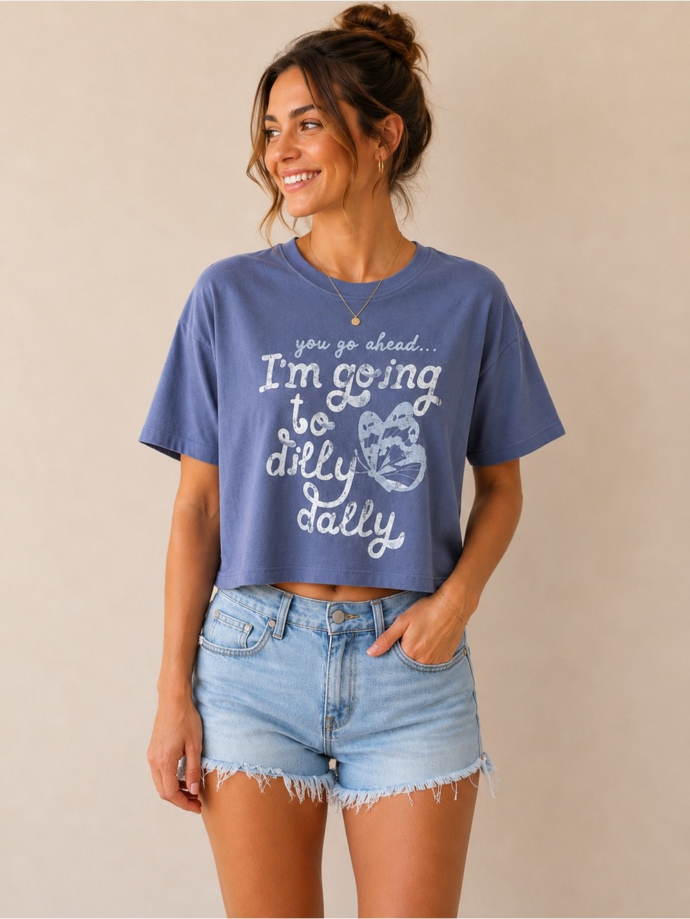 Thereabouts Blue Dilly Dally Crop Top